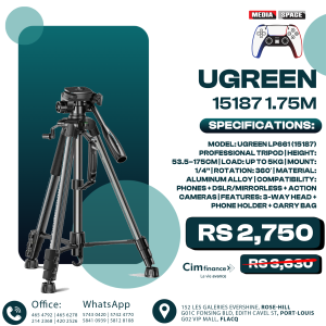 UGREEN LP661 175cm Camera Tripod with Phone Holder (15187)