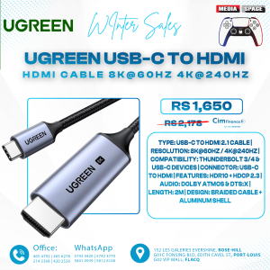 UGREEN 1m (3.3ft) USB Type – C to HDMI 8K 60Hz Cable – CM565
