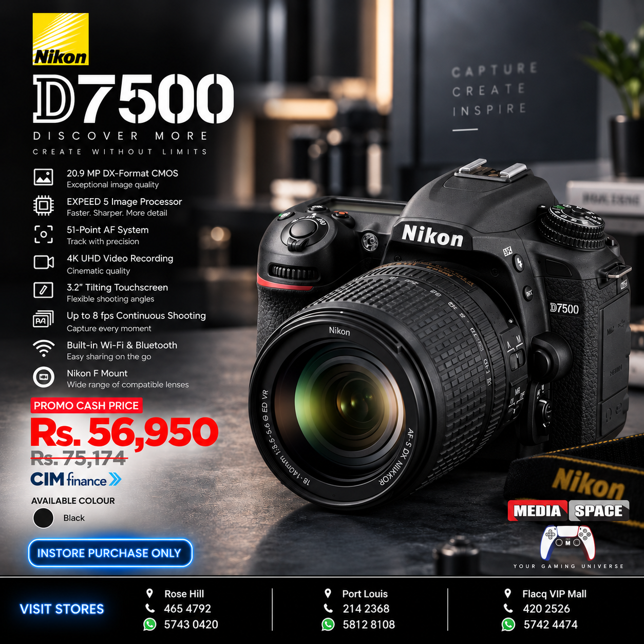 Nikon D7500 20.9MP DSLR Camera with AF-S DX NIKKOR 18-140mm f/3.5-5.6G ED VR Lens, Black - Image 2