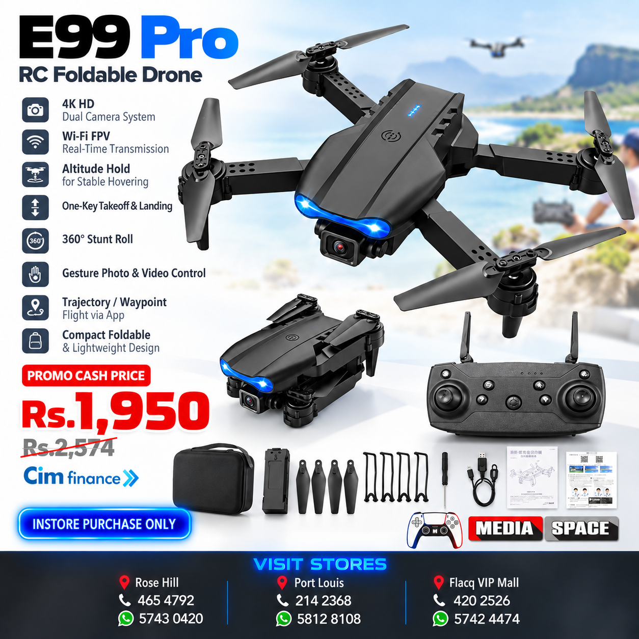 E99 Pro RC Foldable Drone With 4K Professional Camera HD Wifi Fpv Photography Quadcopter Model Selfie Drones Gifts Toys for boys