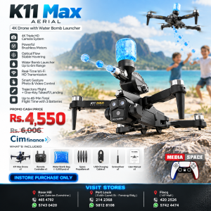 K11 Max Aerial Photography Drone with Water Bomb Launcher | 4K Triple HD Cameras | Brushless Motor | Optical Flow Positioning | Gesture Control | Real-Time HD Transmission