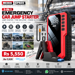 Soulor 3-in-1 Emergency Car Jump Starter High Capacity 12V Battery Booster Long-Lasting LED Light & Portable Emergency Power Bank Combo