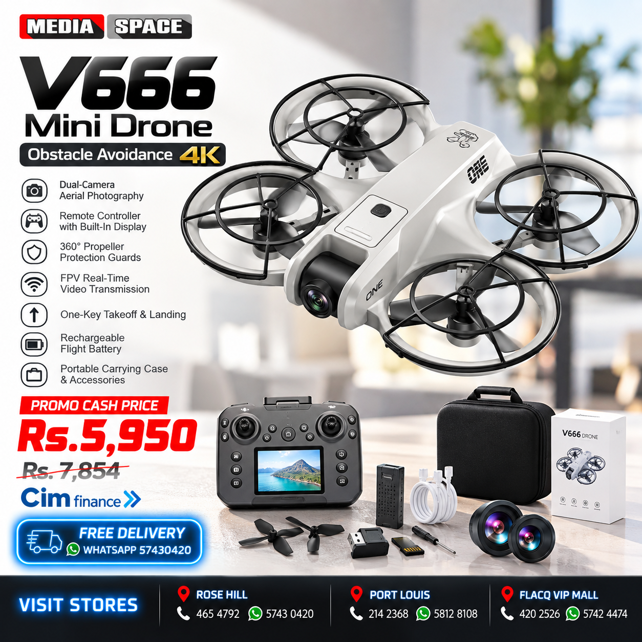 Mijia MINI V666 Drone 4K Professional WIFI 5G Dron Obstacle Avoidance Brushless Altitude Headless Mode RC Quadcopter Toys