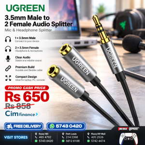 UGREEN Headphone Splitter 3.5mm Audio Y Cable Male to Dual Female Adapter