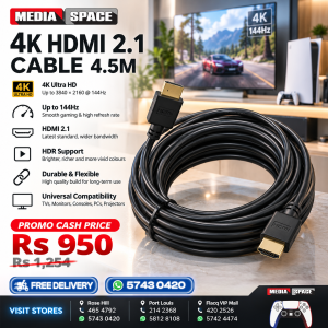 4K HDMI 2.1 Cable 4.5M – Up to 3840 × 2160 @ 144Hz