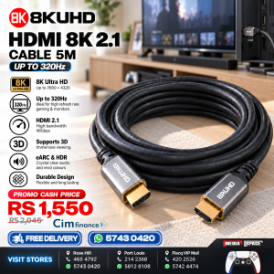 8KUHD HDMI 2.1 Cable 5M – 8K Ultra HD | 48Gbps | Up to 320Hz