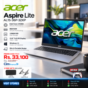 Acer Aspire Lite AL15-36P-32XP โ Intel Core 3 N350 | 8GB RAM | 128GB SSD | 15.6" Full HD | Windows 11