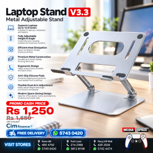Laptop Stand V3.3 – Premium Adjustable Metal Laptop Stand | Ergonomic Dual-Arm Design