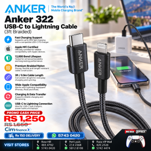 Anker 322 USB C to Lightning Cable-3ft braided