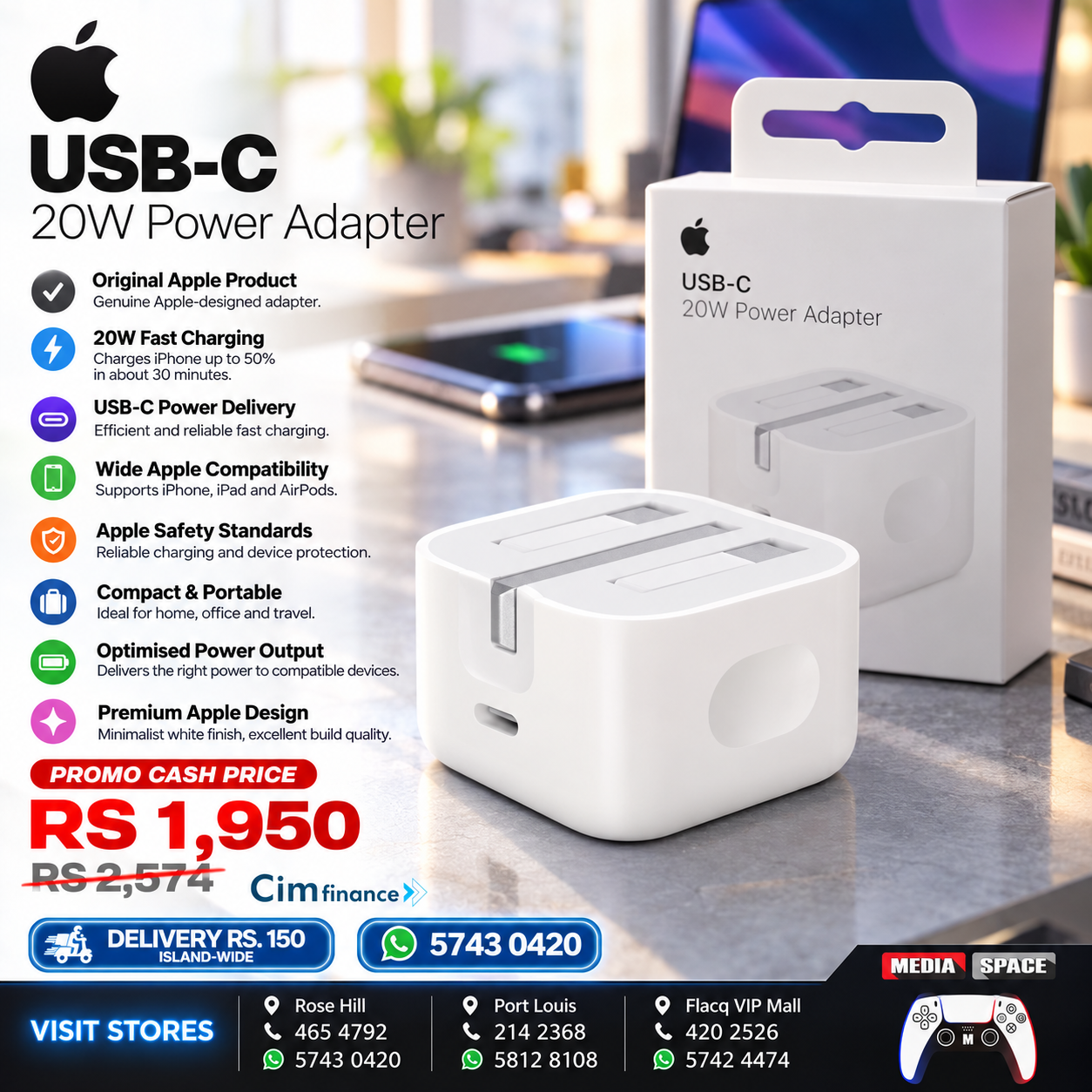 Apple USB-C 20W Power Adapter- Original