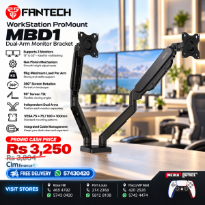 Fantech MBD1 WorkStation ProMount Dual-Arm Monitor Bracket – Gas Piston | 13–32 Inch | 2–9kg Per Arm