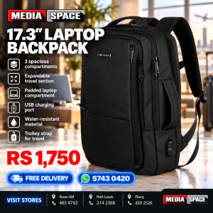 WINGS 17.3-Inch Laptop Backpack – Expandable Business & Travel Bag with USB Charging Port