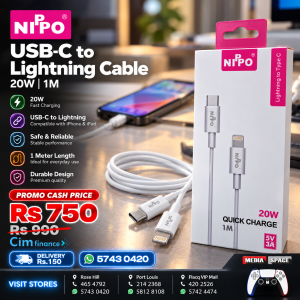 Nippo USB C to Lightning Cable-1m- 20w Fast Charging