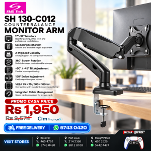 Skill Tech SH 130-C012 Counterbalance Monitor Arm – Gas Spring | 17–32 Inch | 2–9kg