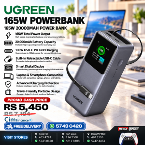 UGREEN Nexode 20000mAh 165W Power Bank – Built-in USB-C Cable | Fast Charging for MacBook Pro, Laptops & Smartphones