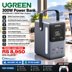 UGREEN 300W Power Bank 48,000mAh – 140W USB-C Fast Charging | 5 Ports | Smart Digital Display