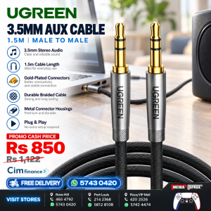 UGREEN Aux Cable 3.3FT Braided Stereo 3.5mm to 3.5mm Audio Headphone Cable