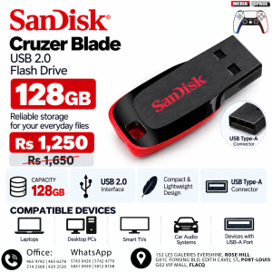 SanDisk 128GB Cruzer Blade USB 2.0 Flash Drive