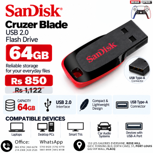 SanDisk 64GB Cruzer Blade USB 2.0 Flash Drive