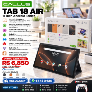 Tablette Tactile CALUS Tab 18 Air (11" FHD InCell) - 128Go ROM, 8Go RAM, Android 14, Batterie 10000mAh, 5G WiFi - Pack Complet avec Clavier, Souris, Stylet & Pochette